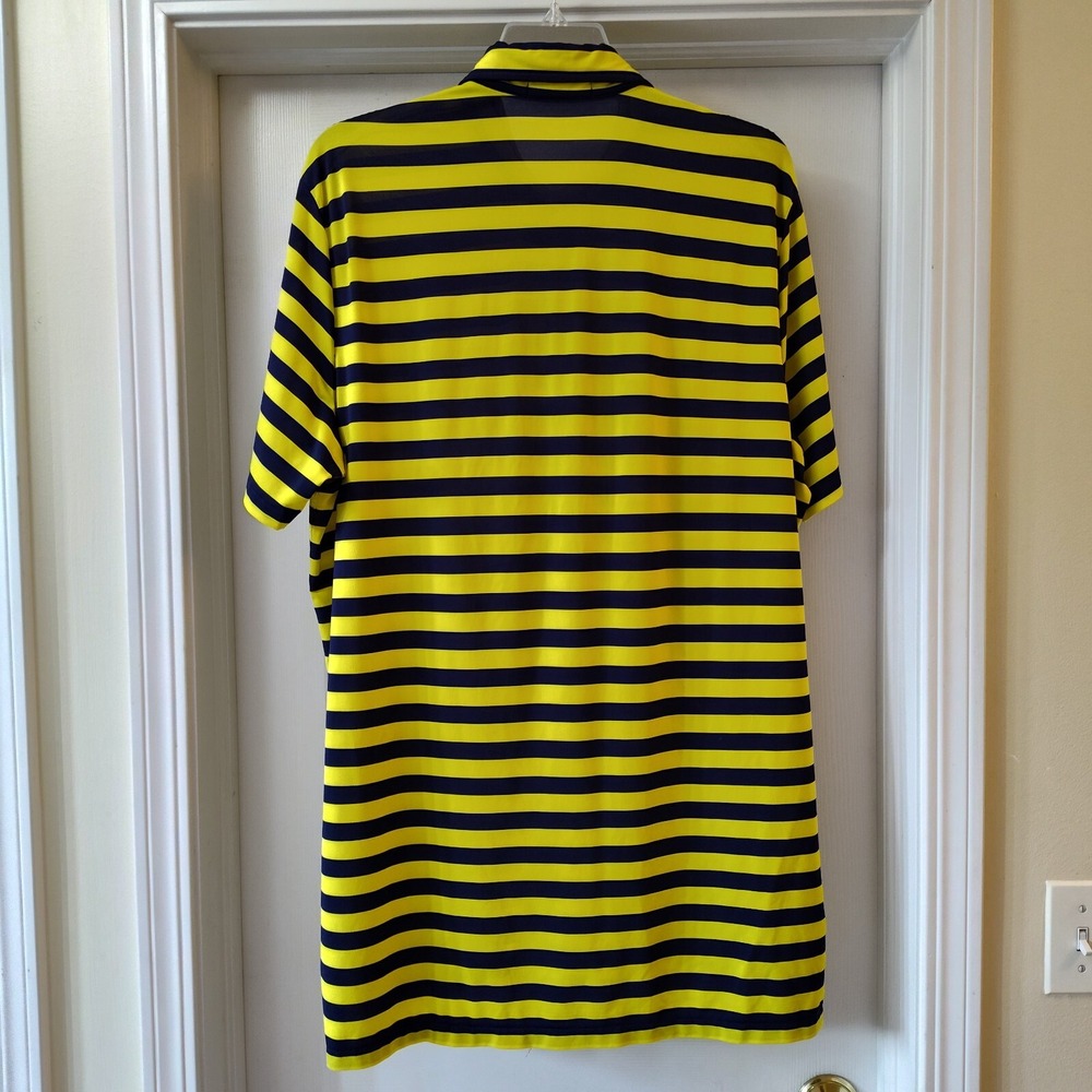 Ralph Lauren RLX Pocket Polo Golf Shirt Yellow Blue Striped Size XL - Picture 5 of 7